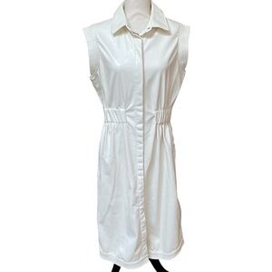 NWT House of Harlow Cream Faux Leather Sleeveless Midi Dress Size M